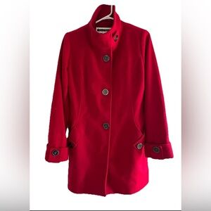 Vintage Kristen Blake Women's Red Wool Coat Size Small EUC warm preppy
